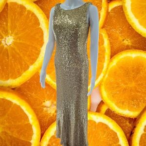 BEAUTIFUL Long Gold Sequin Dress by Christina‎ Wu